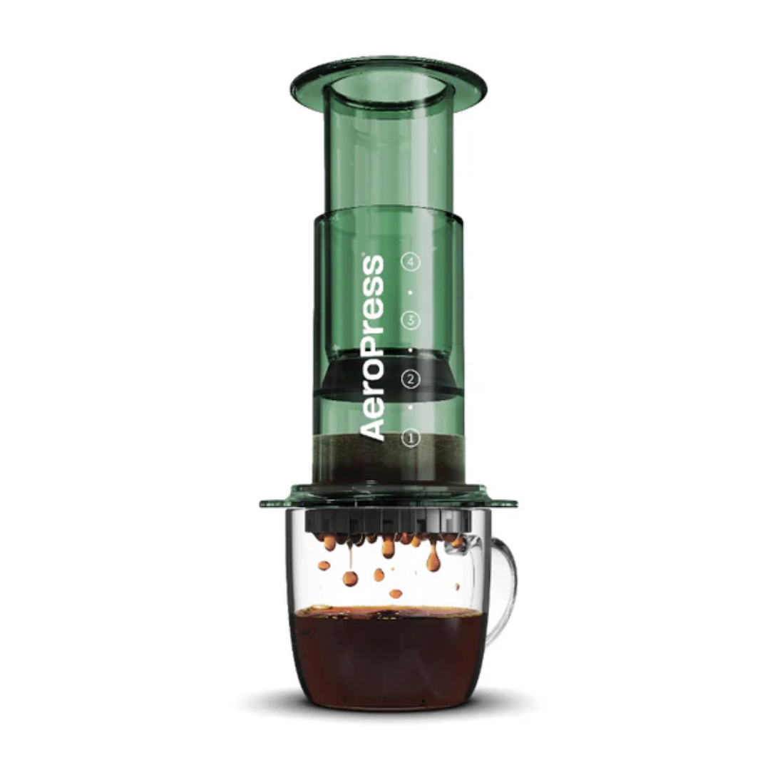 AeroPress Clear Green Original + Accesorios y Filtros