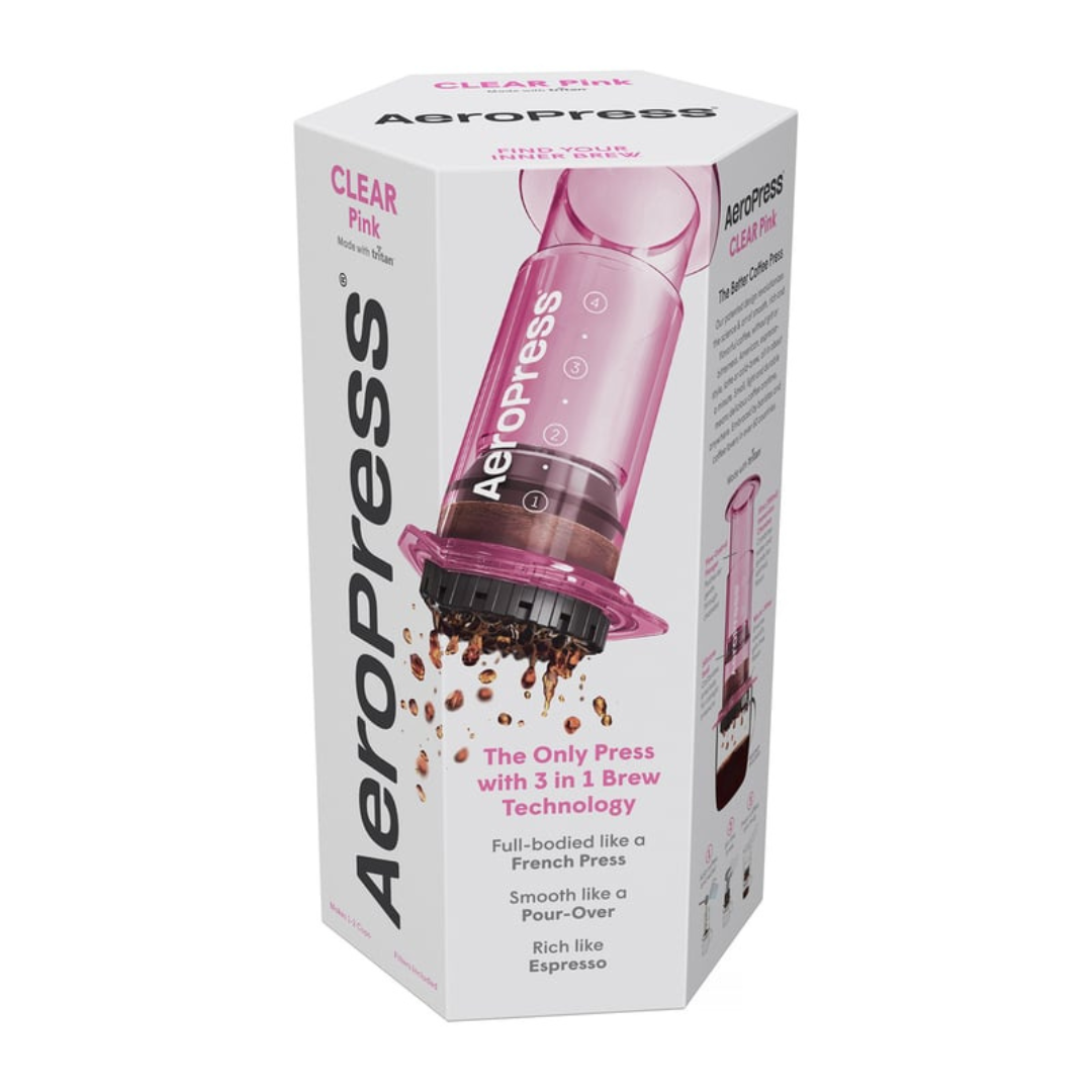 AeroPress Clear Pink Original + Accesorios y Filtros