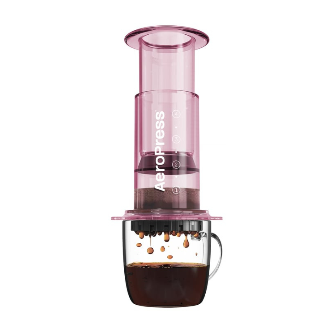 AeroPress Clear Pink Original + Accesorios y Filtros