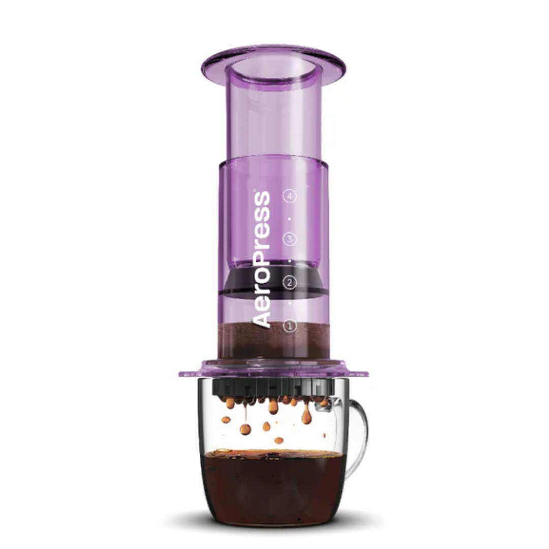 AeroPress Clear Purple Original + Accesorios y Filtros