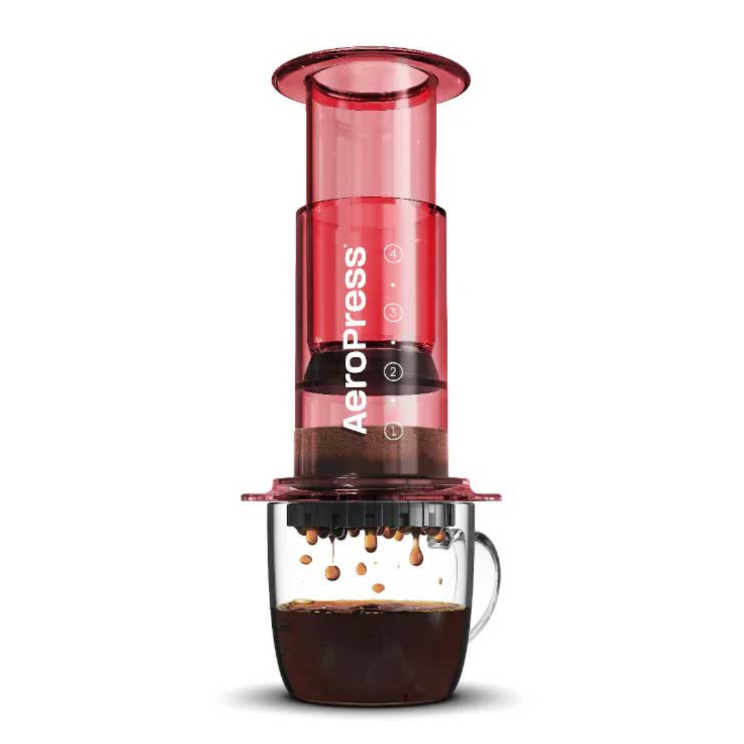 AeroPress Clear Red Original + Accesorios y Filtros