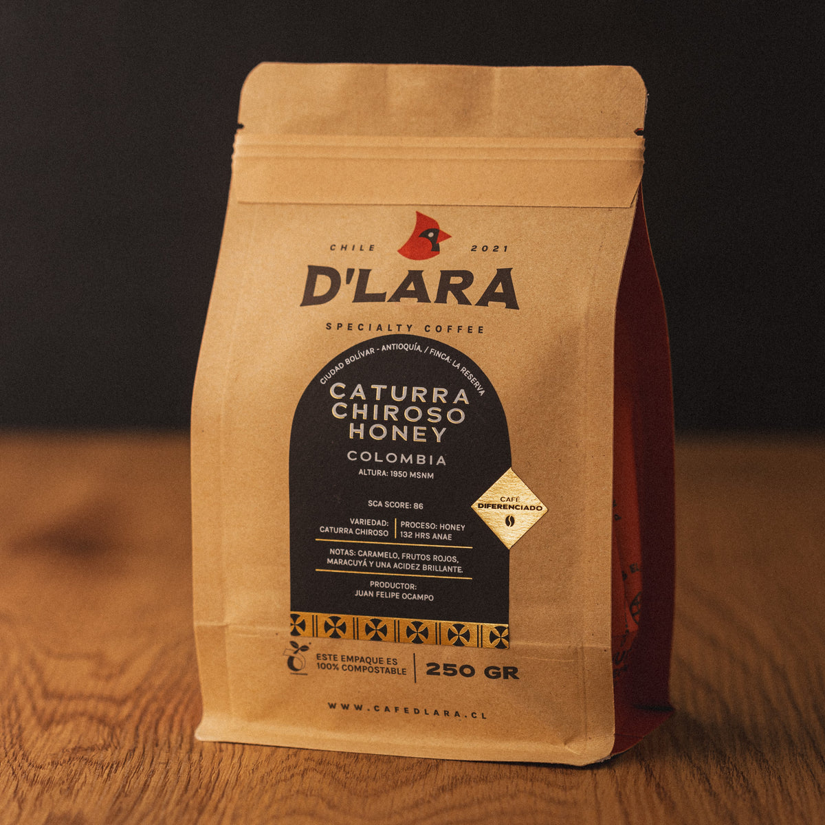 Café Caturra Chiroso Honey, Colombia - 250g Grano Entero