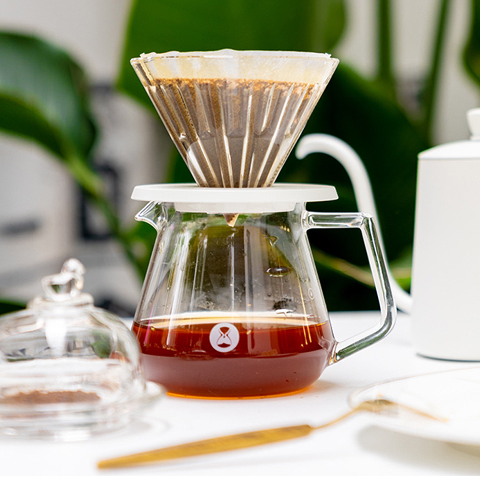 Cafetera Timemore Crystal Eye Glass Dripper 02 (1-4 tazas) Holder White