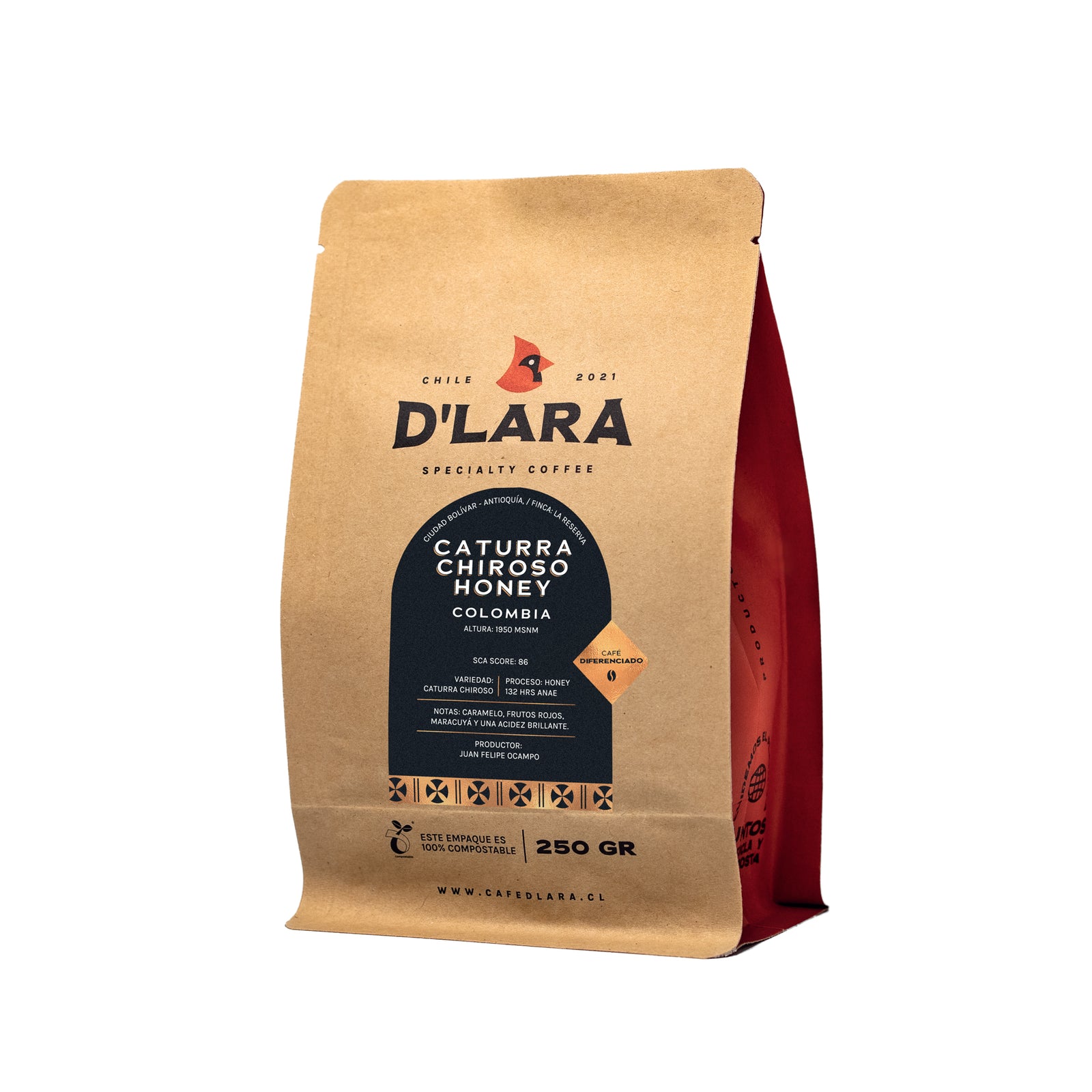 Café Caturra Chiroso Honey, Colombia - 250g Grano Entero