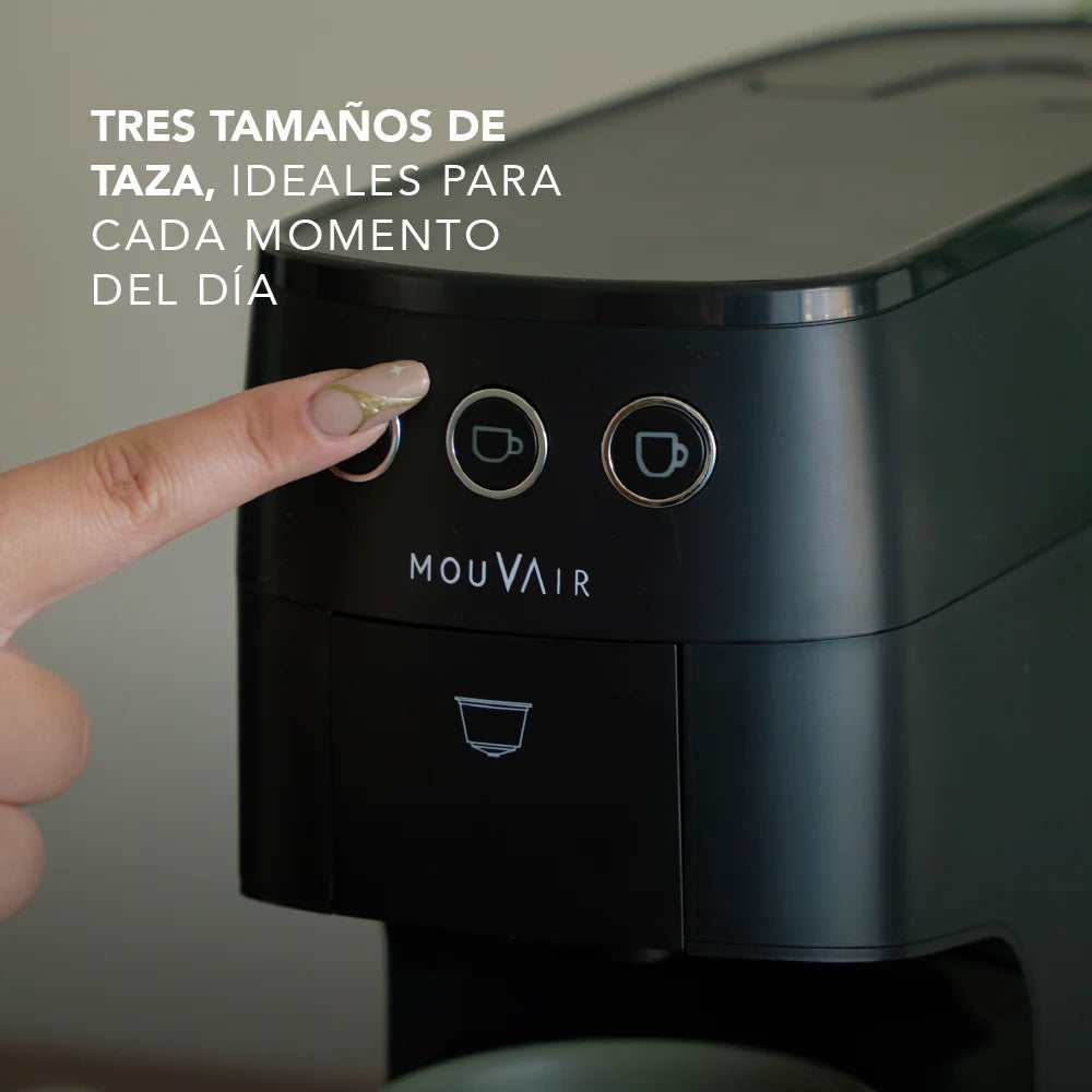 Cafetera Mouvair 3 en 1: Molido, cápsulas tipo Nespresso y cápsulas Dolce Gusto