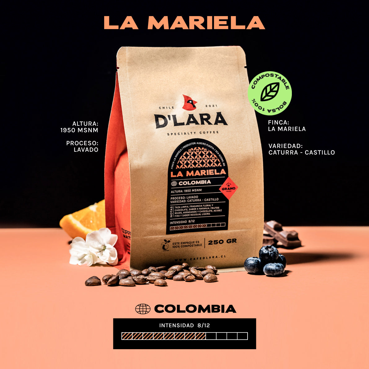 1KG Café de Especialidad La Mariela, Colombia en Grano o Molido - Café  D'Lara