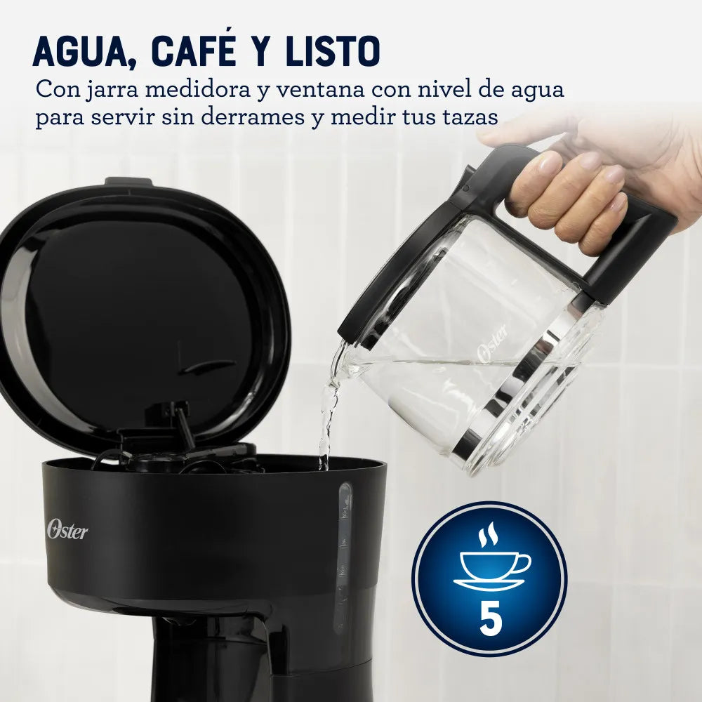 Cafetera Oster 5 Tazas con filtro reutilizable BVSTDCS51B