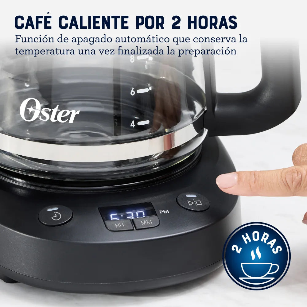 Cafetera Oster 12 Tazas Programable con Filtro Reutilizable BVSTDCP121B