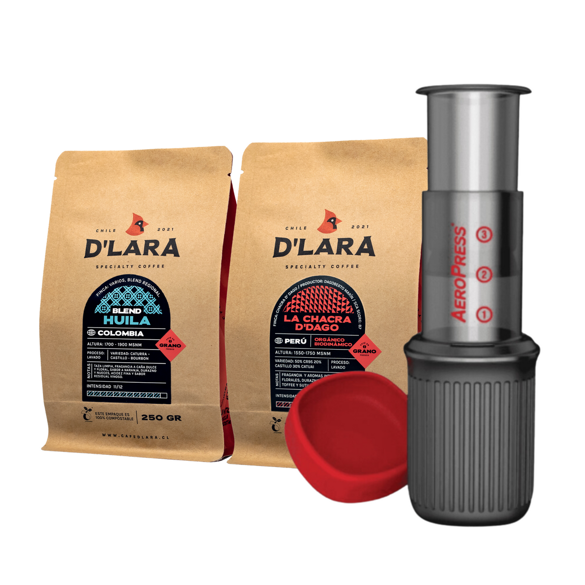Pack Aeropress Go + 2 Bolsas 250g Café de Especialidad en Grano o Molido