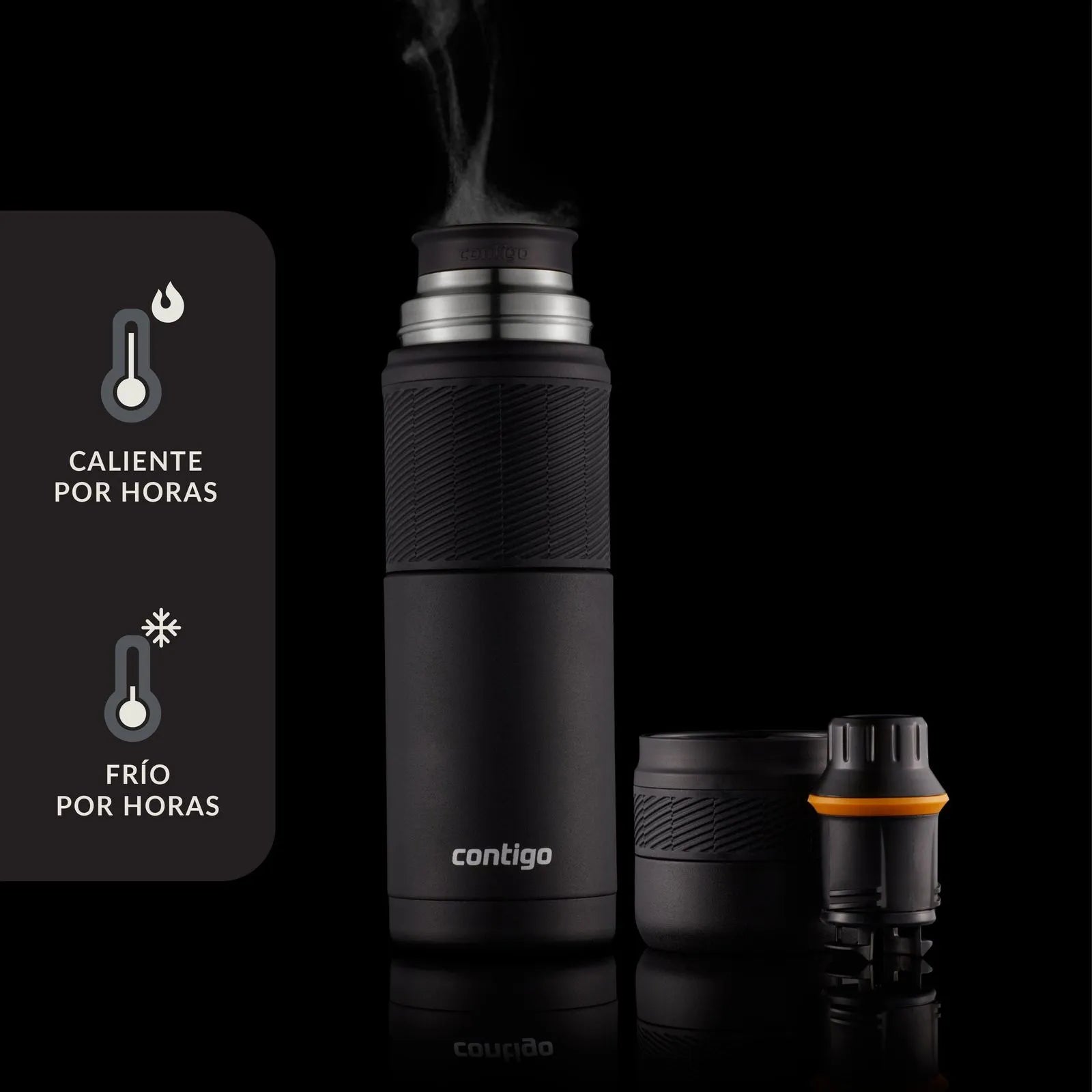 Termo al vacío Contigo® de acero inoxidable Thermalock 739 ml, negro, a prueba de fugas