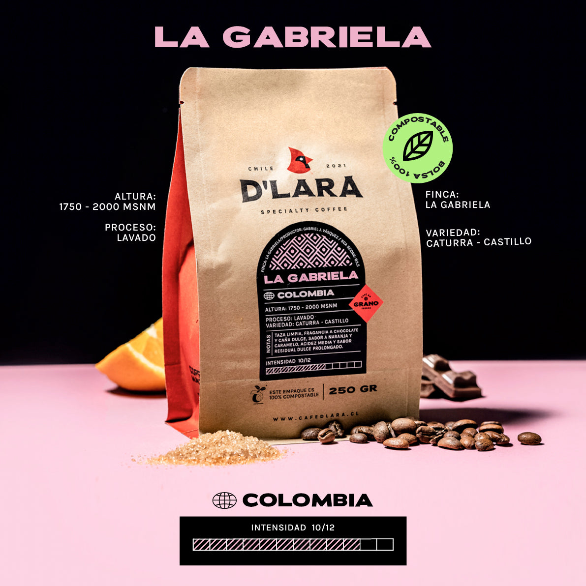 250G Café de Especialidad La Gabriela, Colombia en Grano o Molido